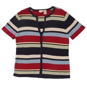 Vintage Colorful Striped Button Up Top